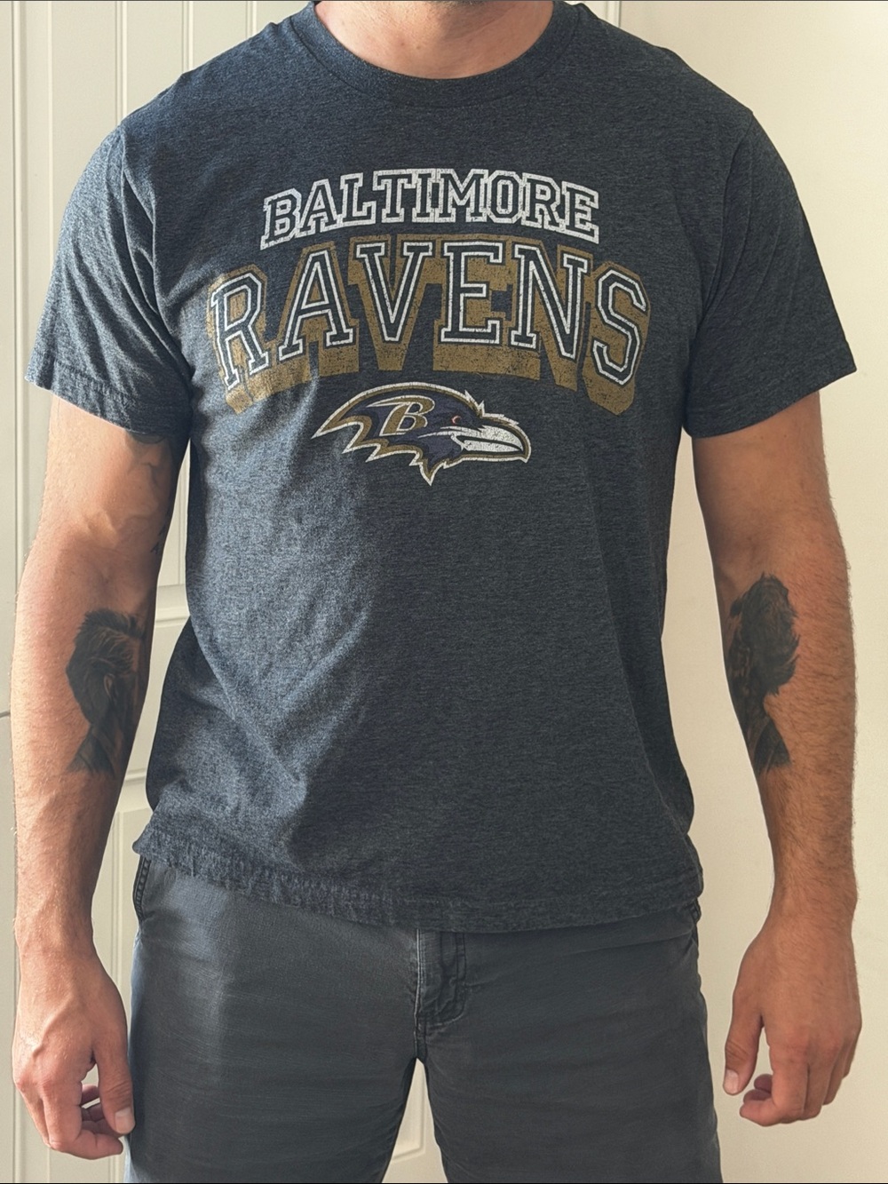Baltimore Ravens Short Sleeve Logo Tee - Charcoal